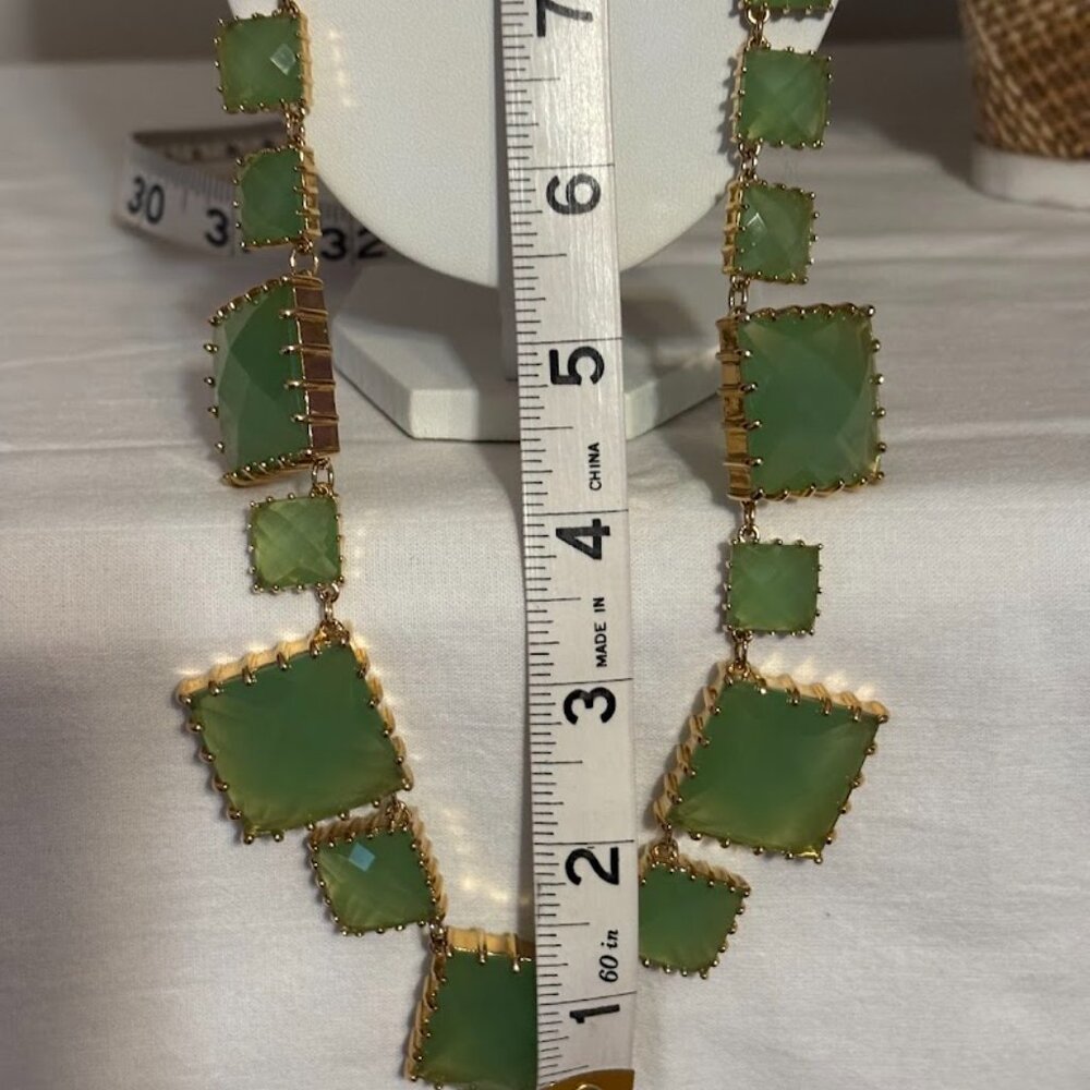 NWT KATE SPADE Green Color Necklace (30") in Gold Tone with KS pouch - Picture 7 of 11